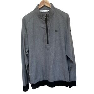 Travis Mathew Mens Gray Spek Golf Pullover Jacket w/ New Haven country club logo